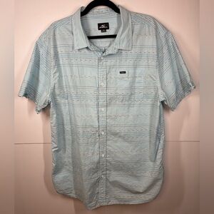 O'Neill Men's XXL Button Up Shirt Blue Striped Short Sleeve Casual Beach